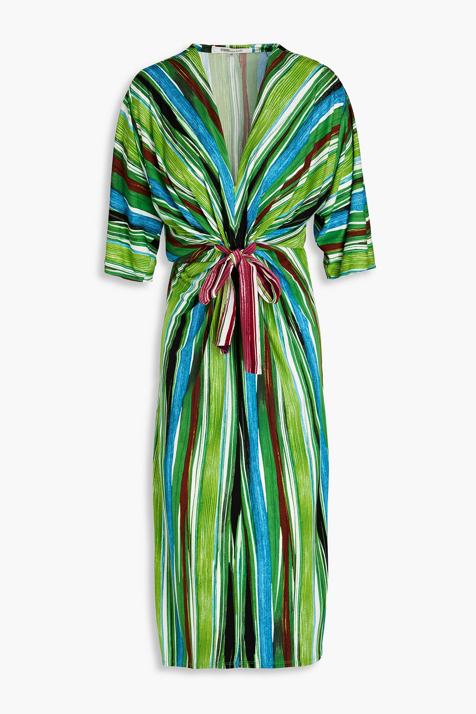 Diane Von Furstenberg Liza Striped Jersey Midi Dress In Green