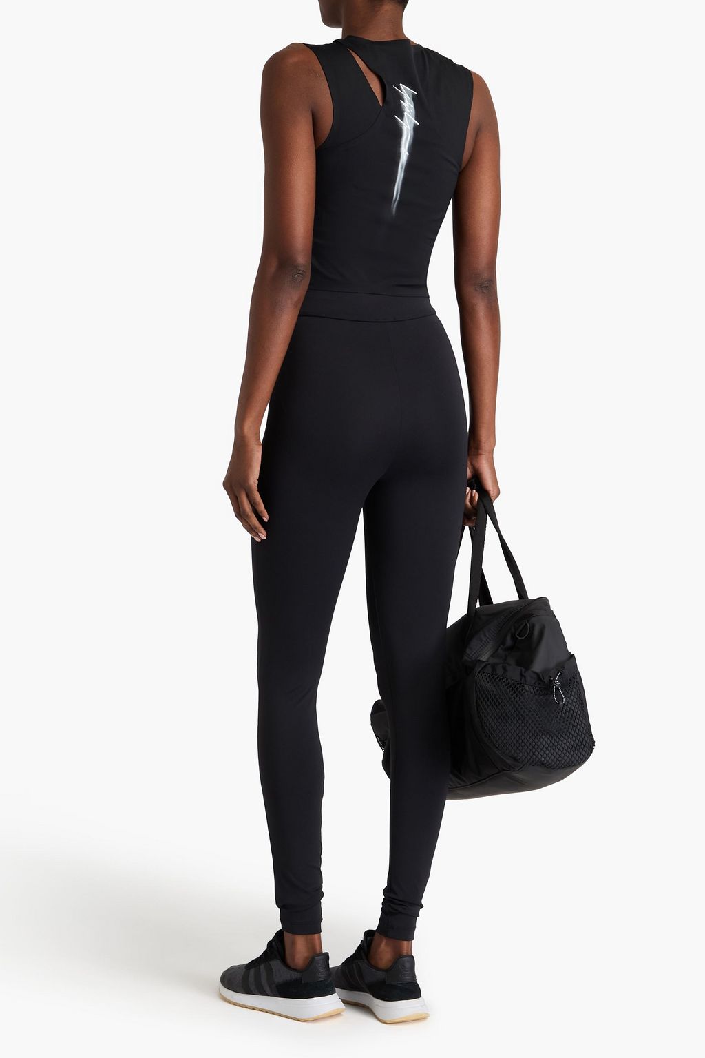 Y-3 Cutout printed stretch-jersey top