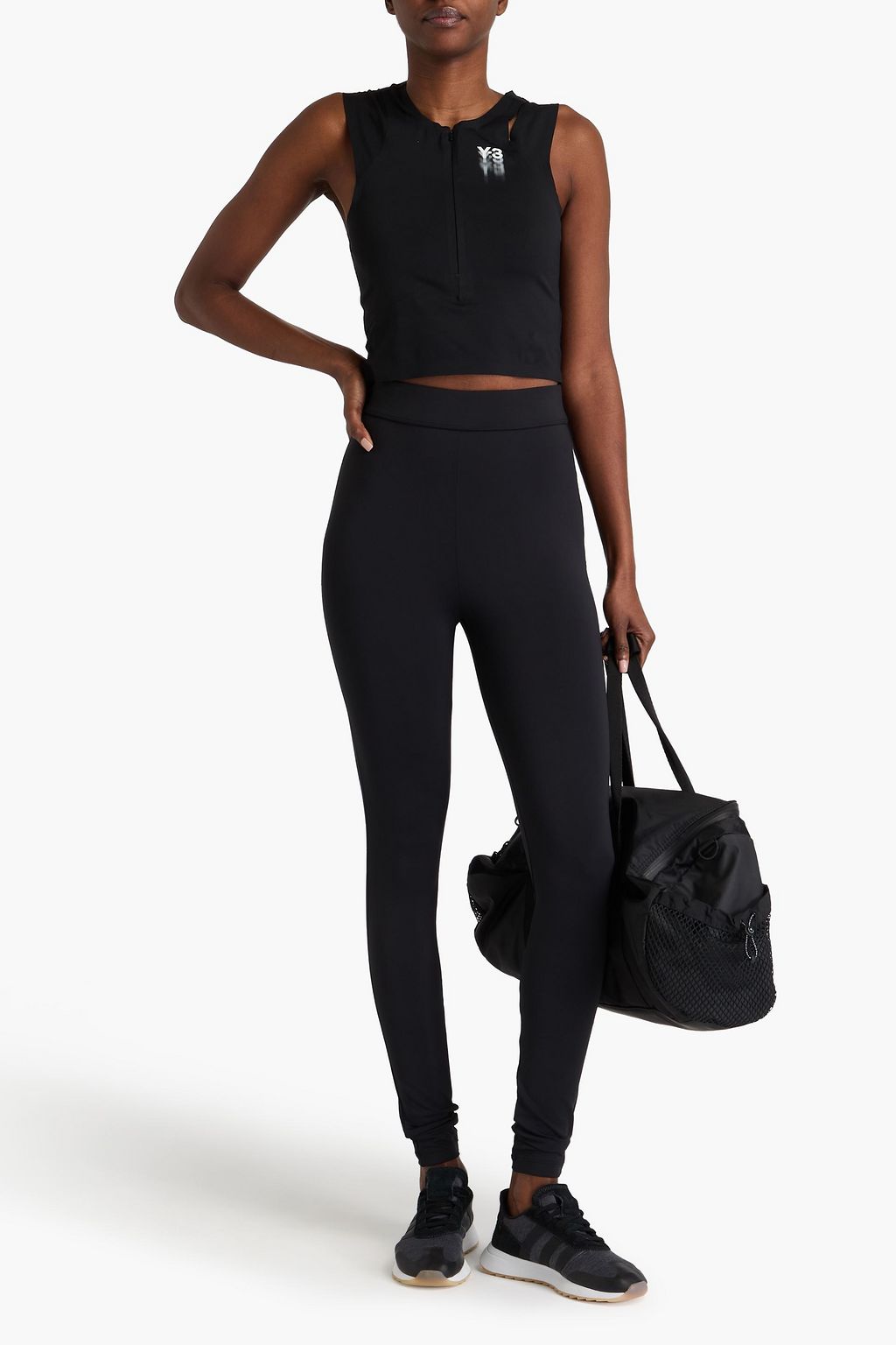 Y-3 Cutout printed stretch-jersey top