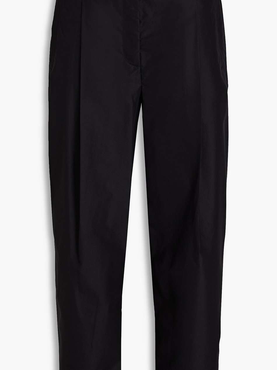 cropped belted cotton-blend poplin tapered pants