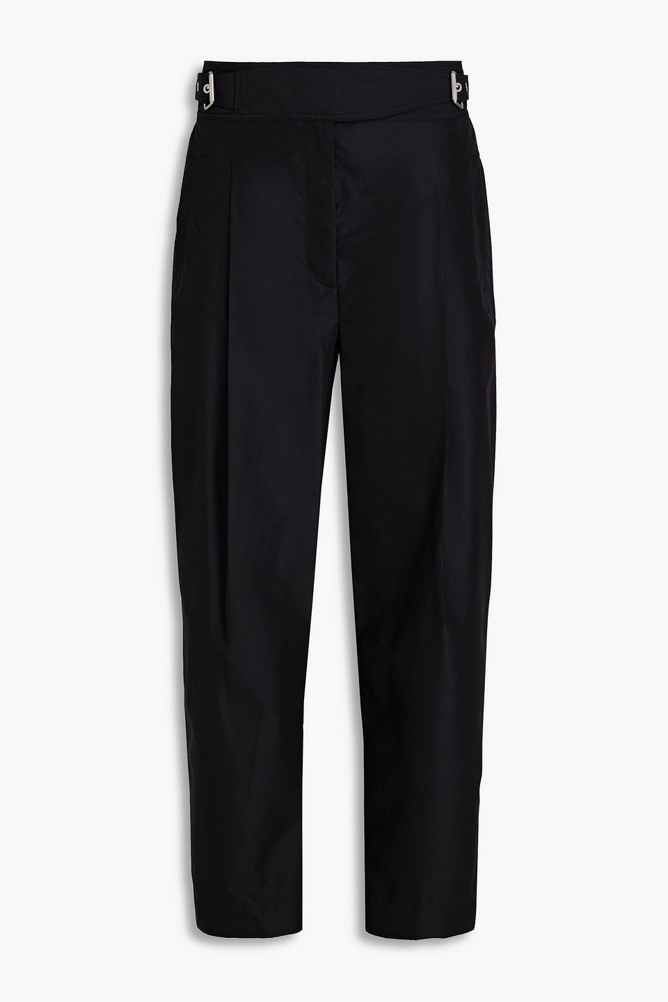 3.1 Phillip Lim Cropped Belted Cotton-blend Poplin Tapered Pants In Black