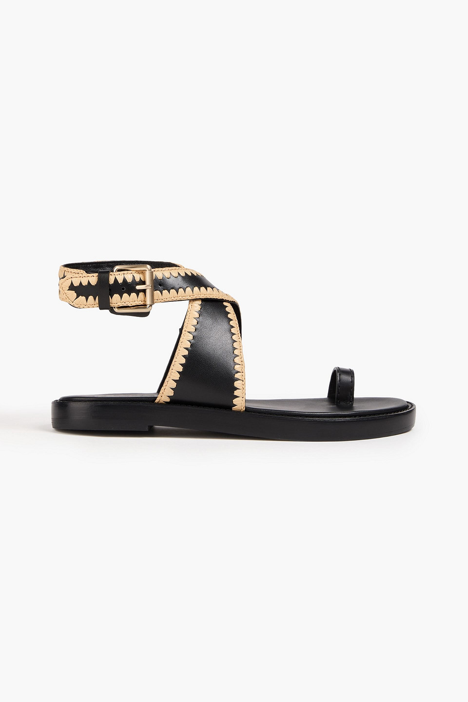 Naya raffia-trimmed leather sandals
