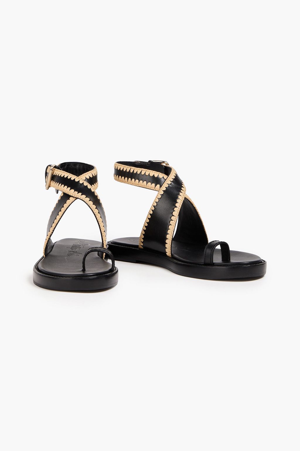 3.1 PHILLIP LIM صندل Naya من الجلد بحواف من نسيج الرافيا