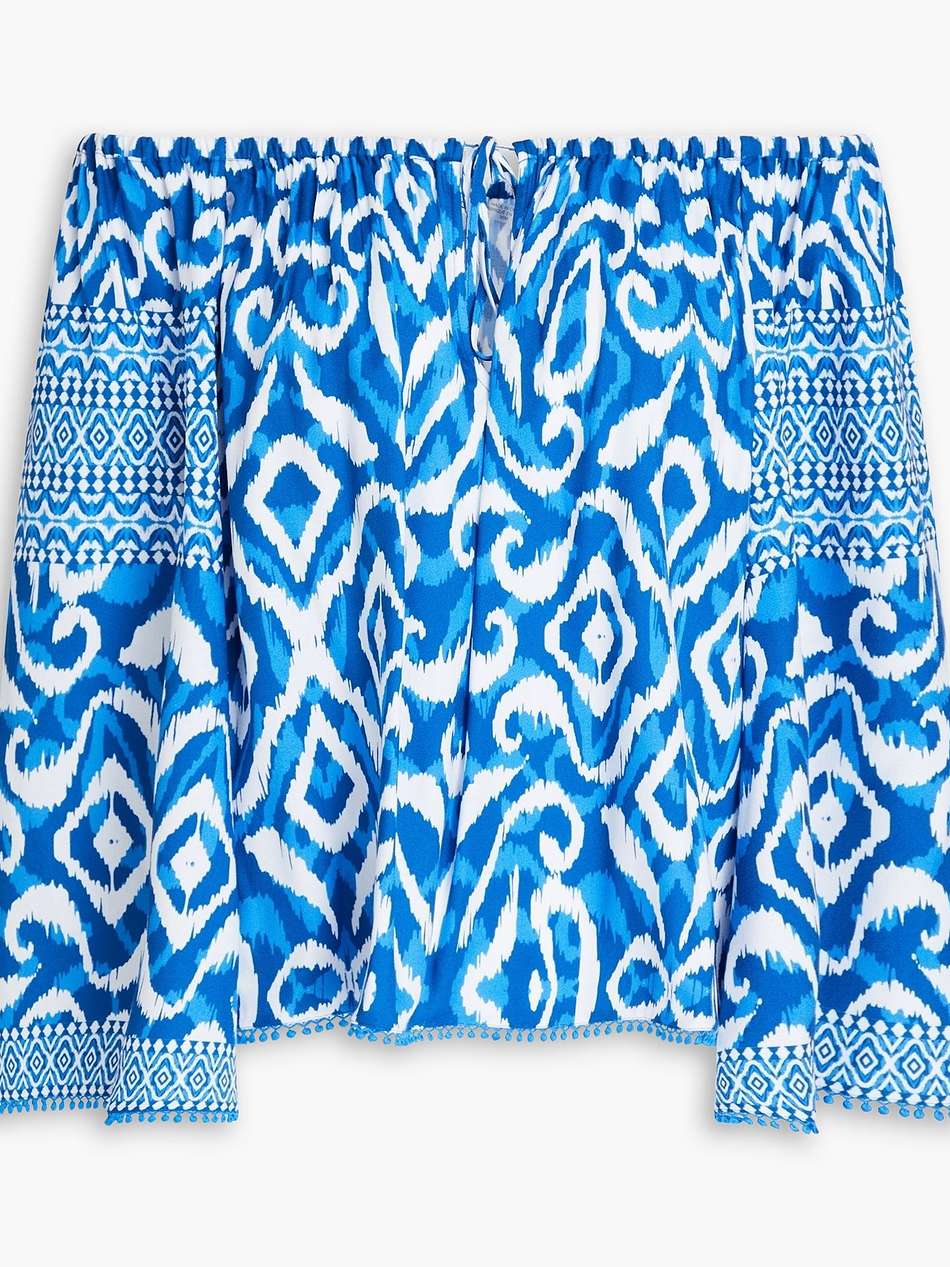 devina off-the-shoulder printed crepe top