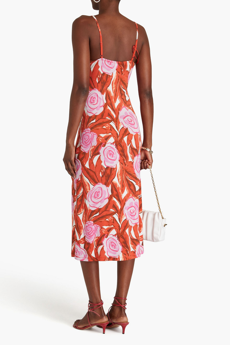 DIANE VON FURSTENBERG ALIK DRAPED FLORAL-PRINT STRETCH-JERSEY MIDI SLIP DRESS