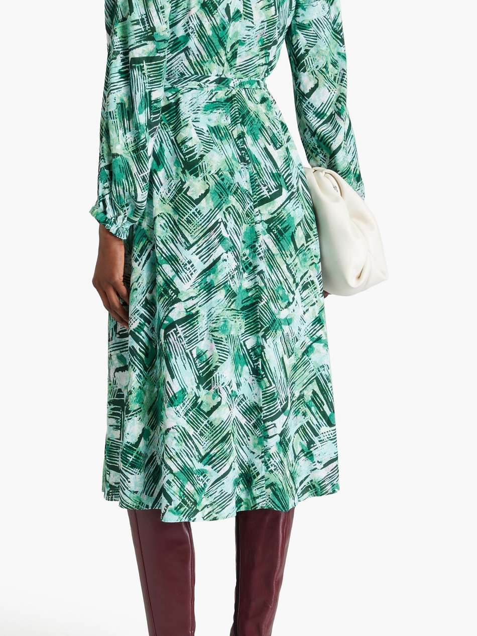 leo reversible printed crepe midi wrap dress