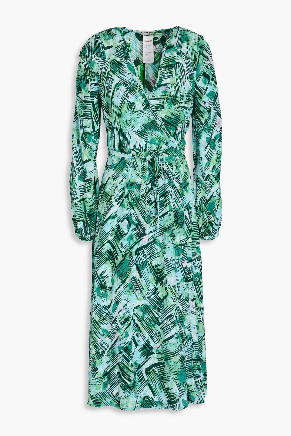 Diane Von Furstenberg Leo Printed Crepe Midi Wrap Dress In Green