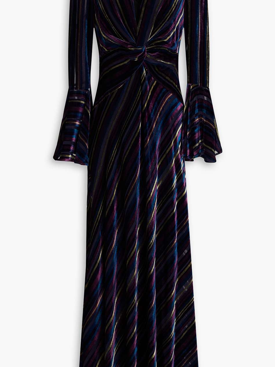 sudha twisted striped devoré-velvet maxi dress