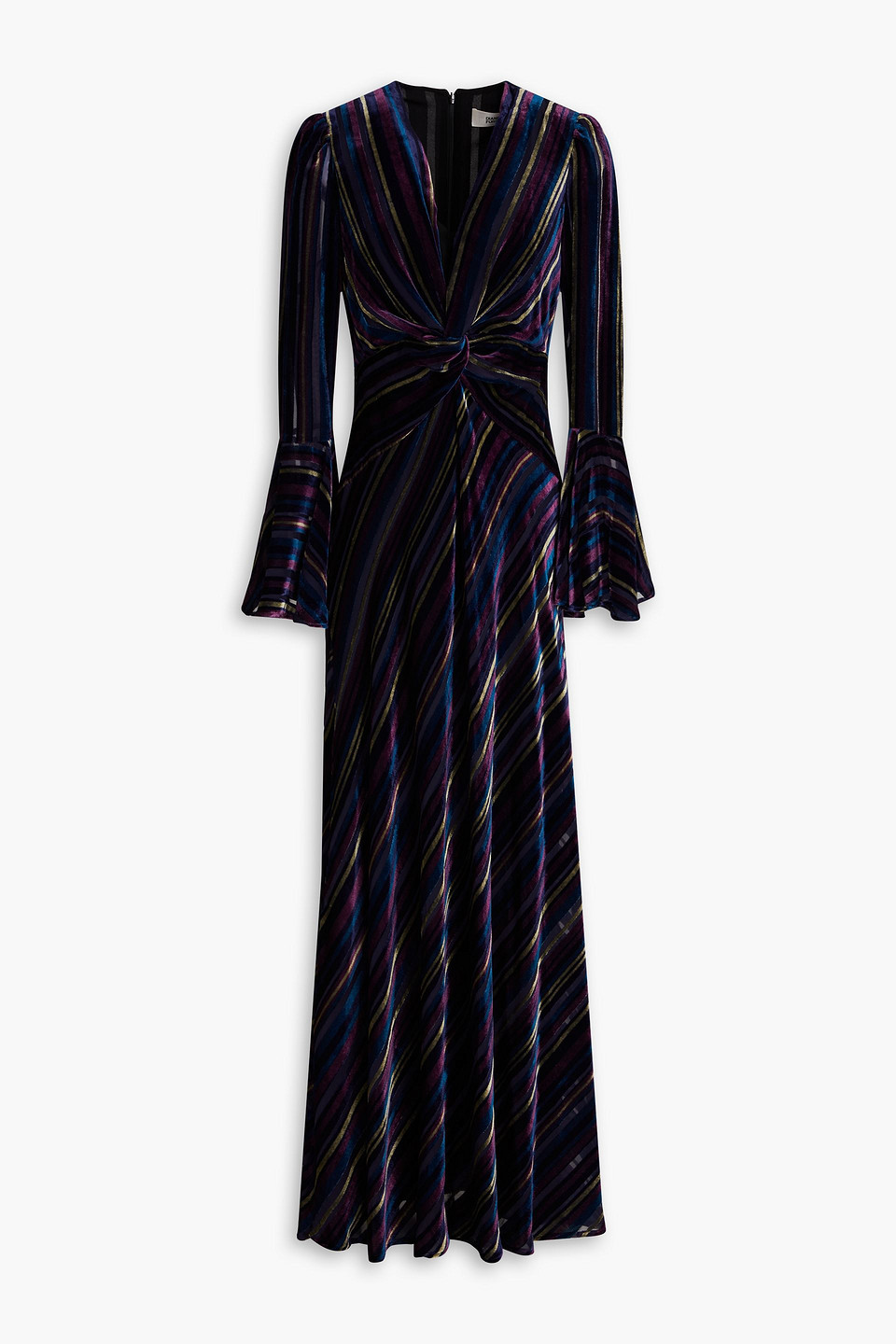 Diane Von Furstenberg Sudha Twisted Striped Devoré-velvet Maxi Dress In Multicolor