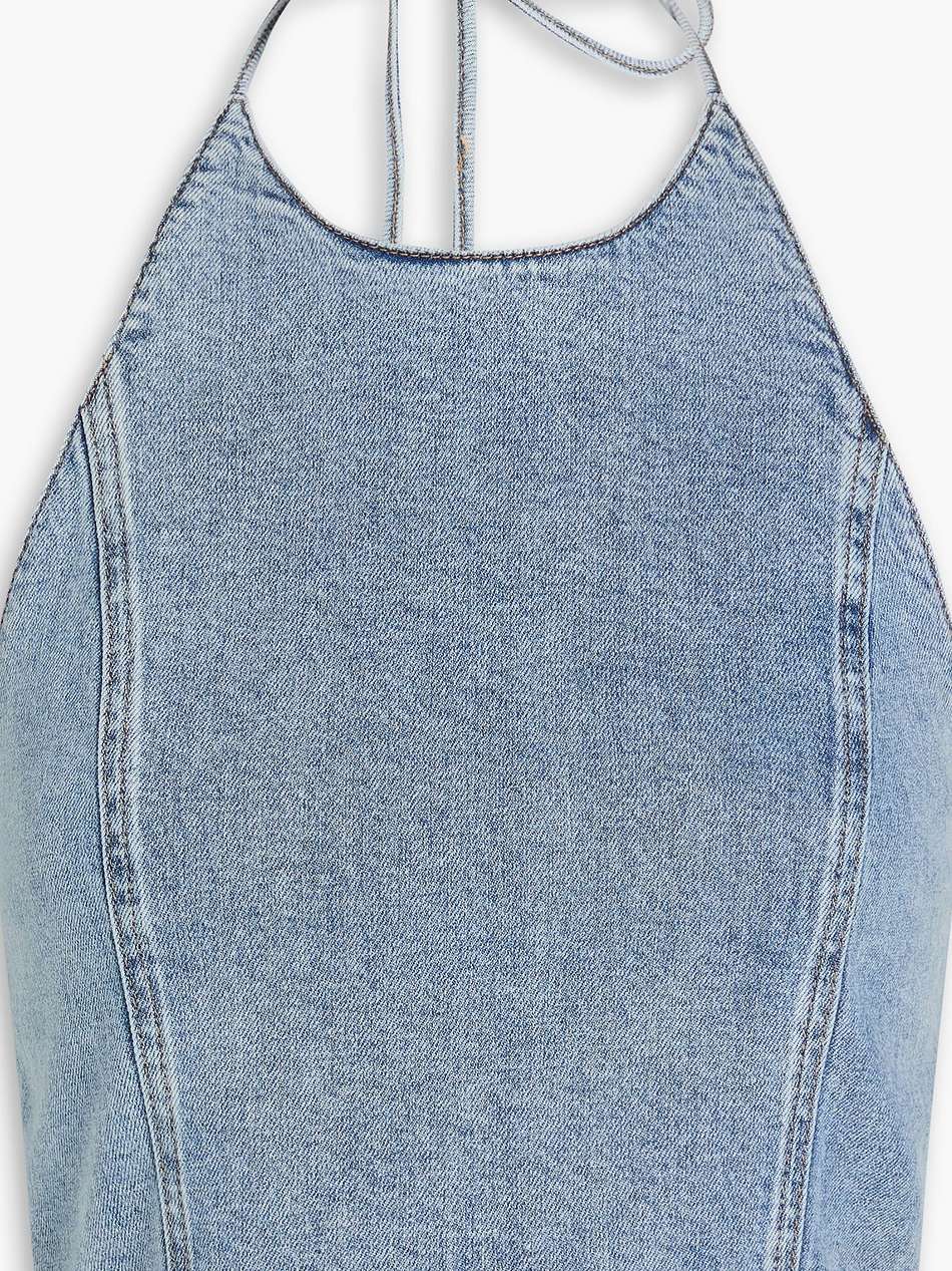 cropped denim halterneck top