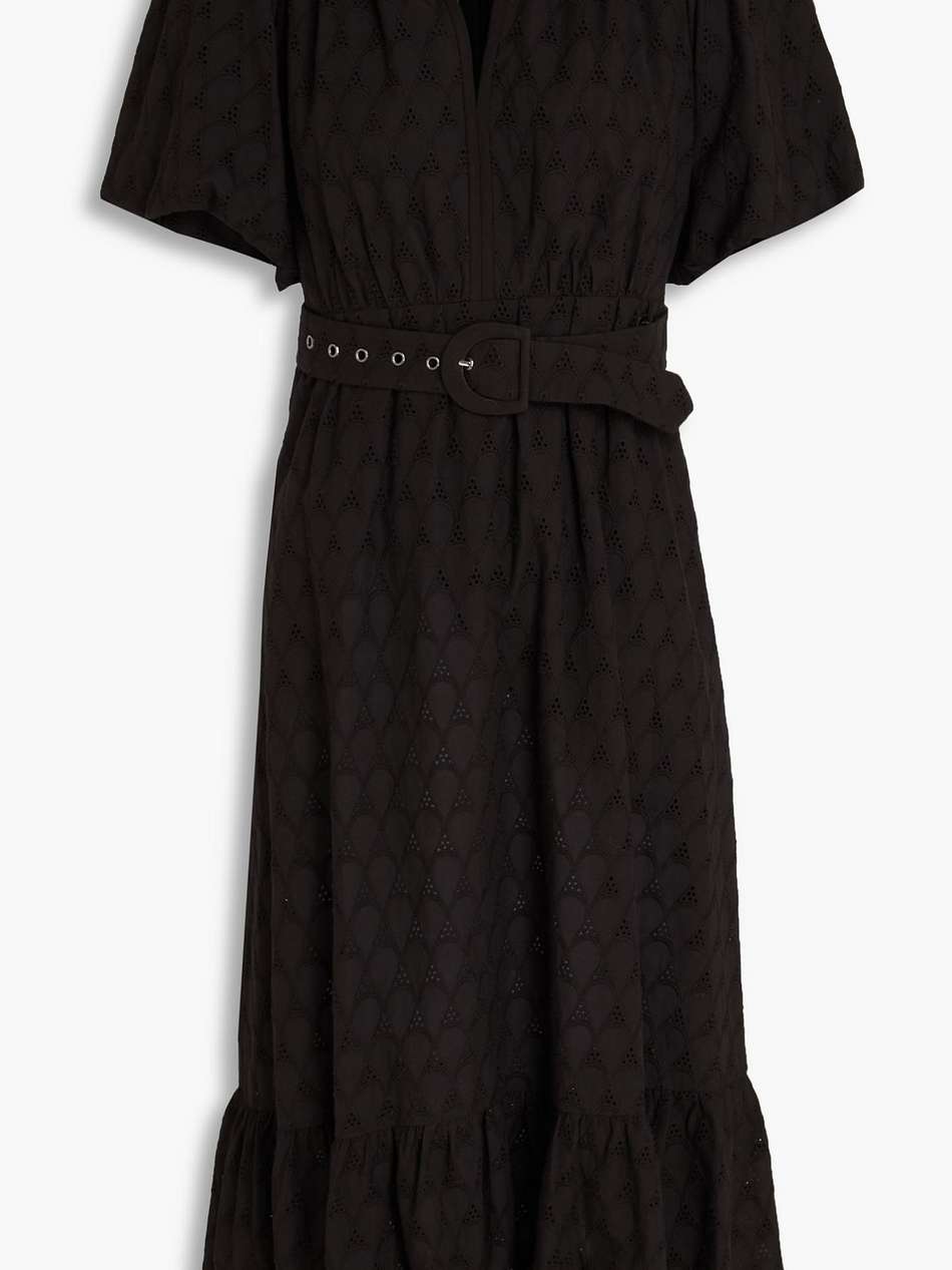 polina belted broderie anglaise cotton midi dress