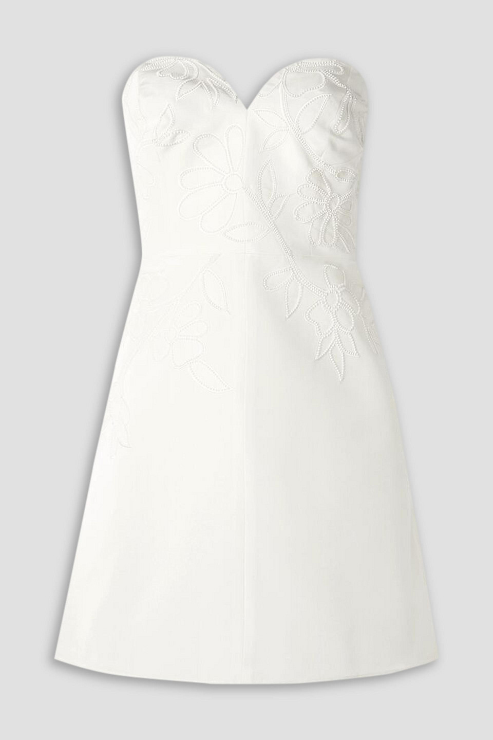 Strapless bead-embellished silk-faille mini dress