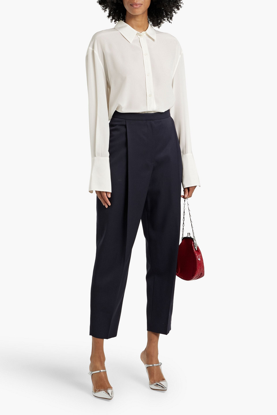 Alexander Mcqueen Wool-crepe Tapered Pants In Navy