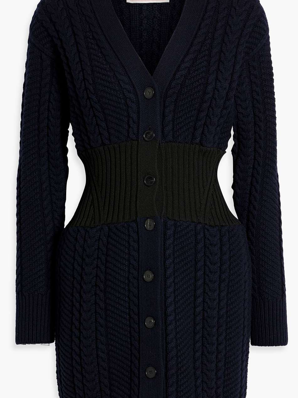 cable-knit wool and cashmere-blend mini dress
