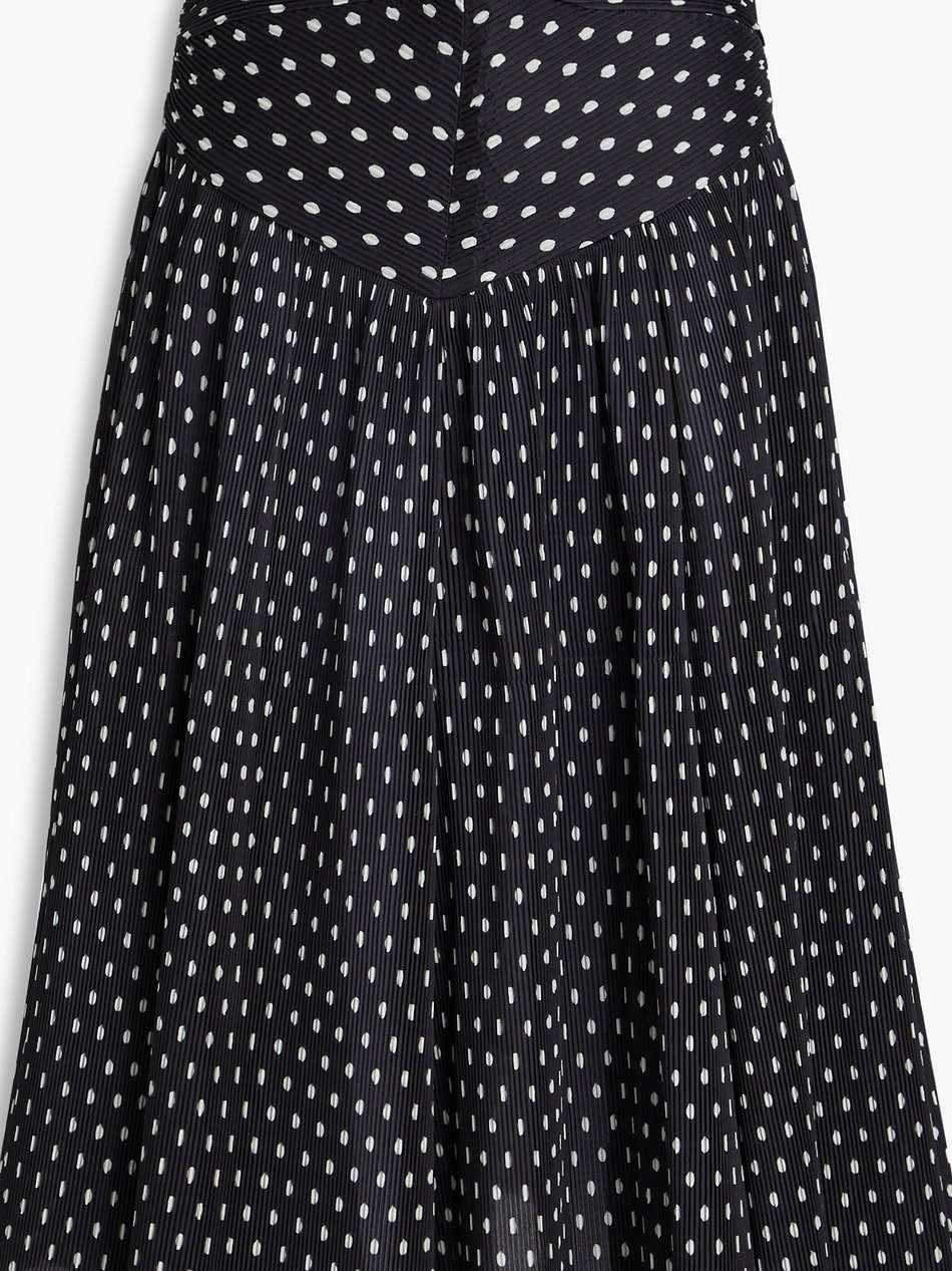 pleated polka-dot organza midi skirt