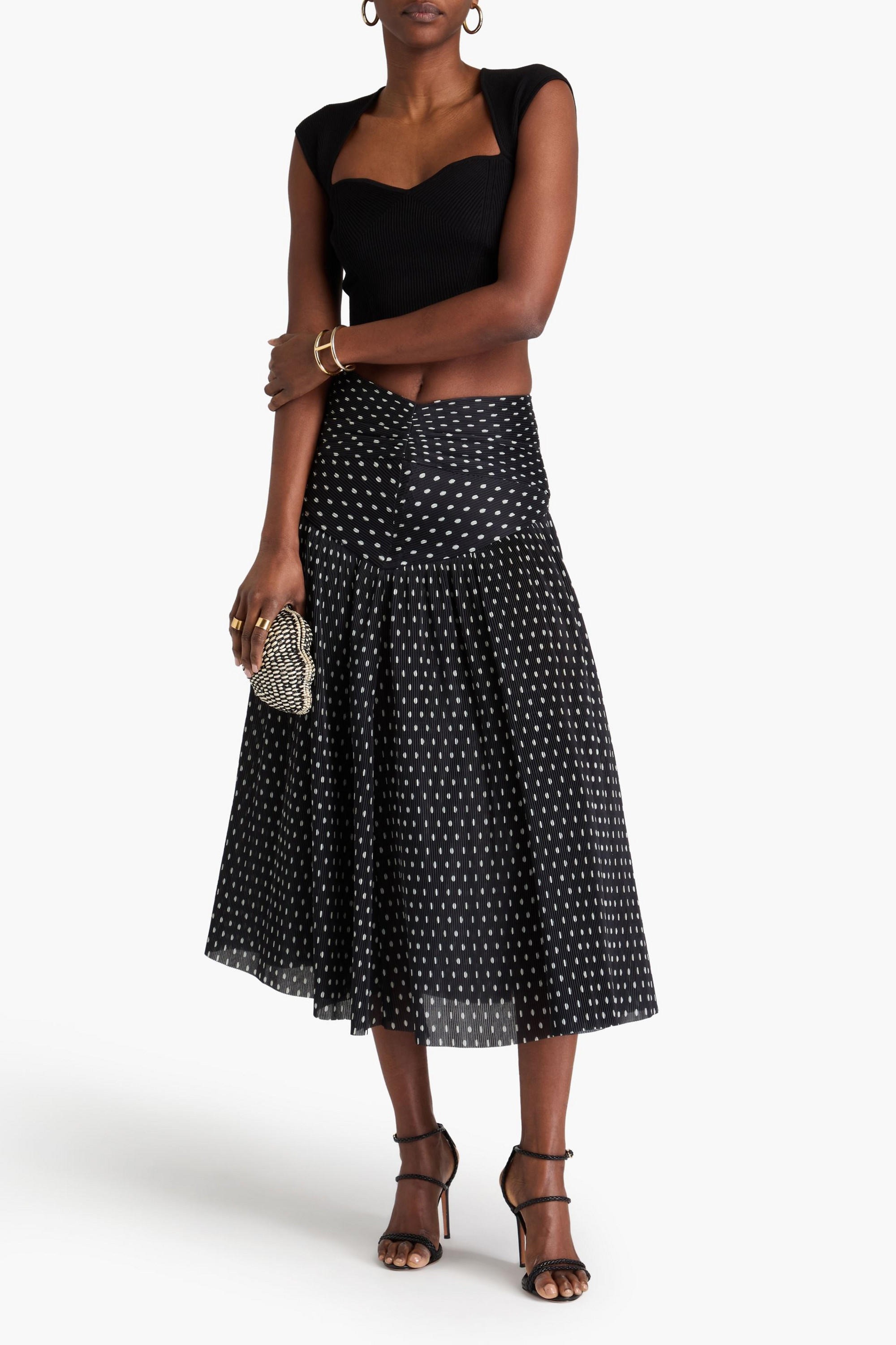 Zimmermann Pleated polka-dot organza midi skirt