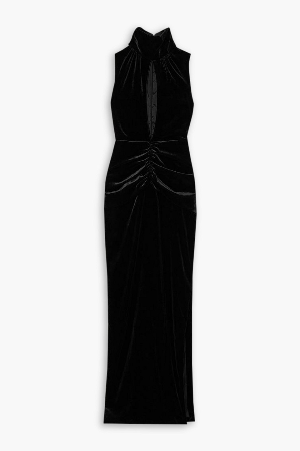 Alessandra Rich Ruched Cutout Velvet Gown In Schwarz