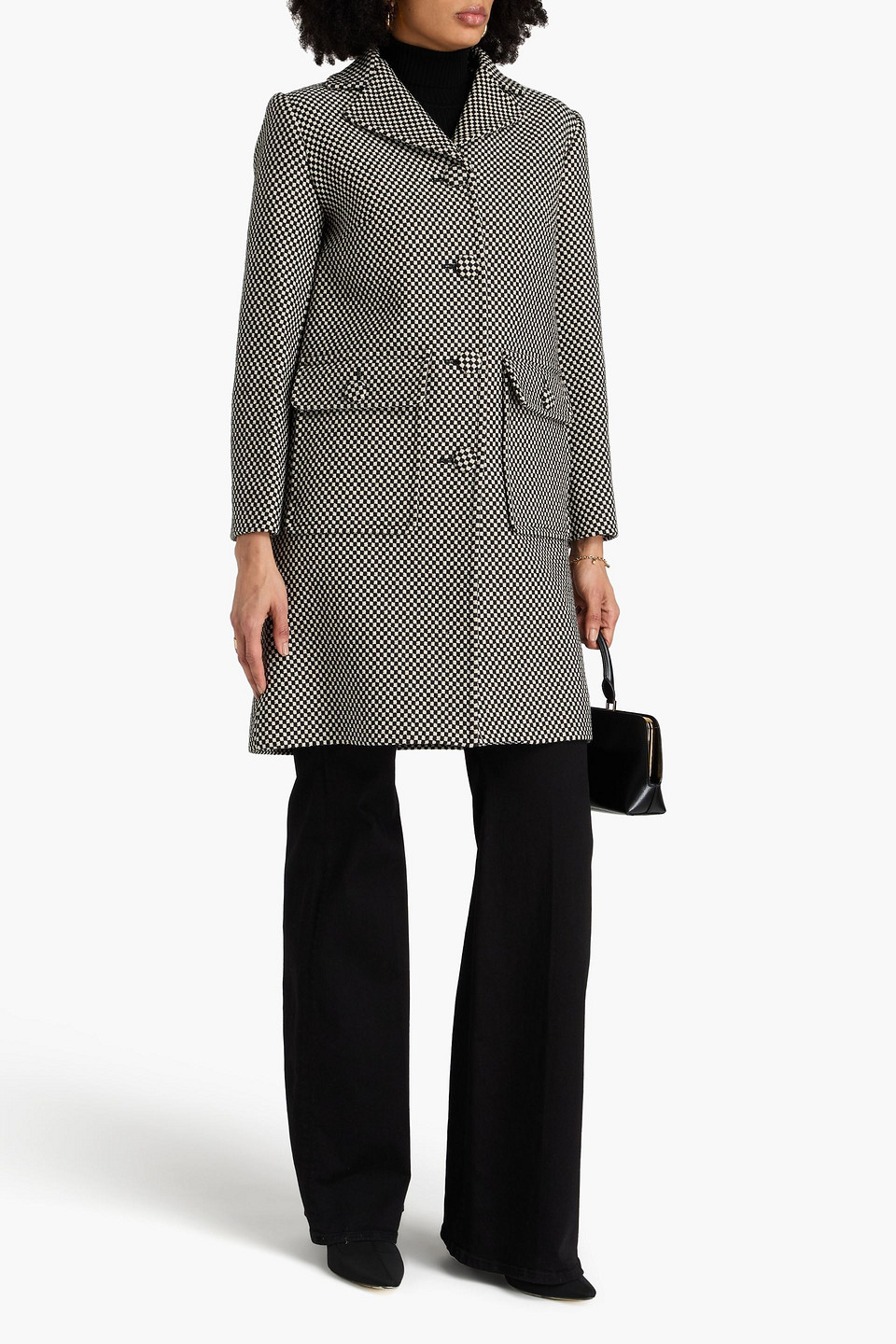 Zimmermann Gingham Cotton-blend Tweed Coat In Black
