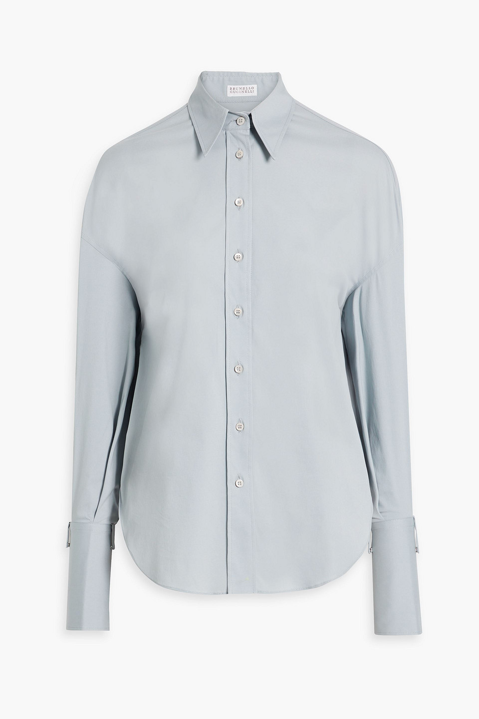 Brunello Cucinelli Cotton-blend Poplin Shirt In Light Blue
