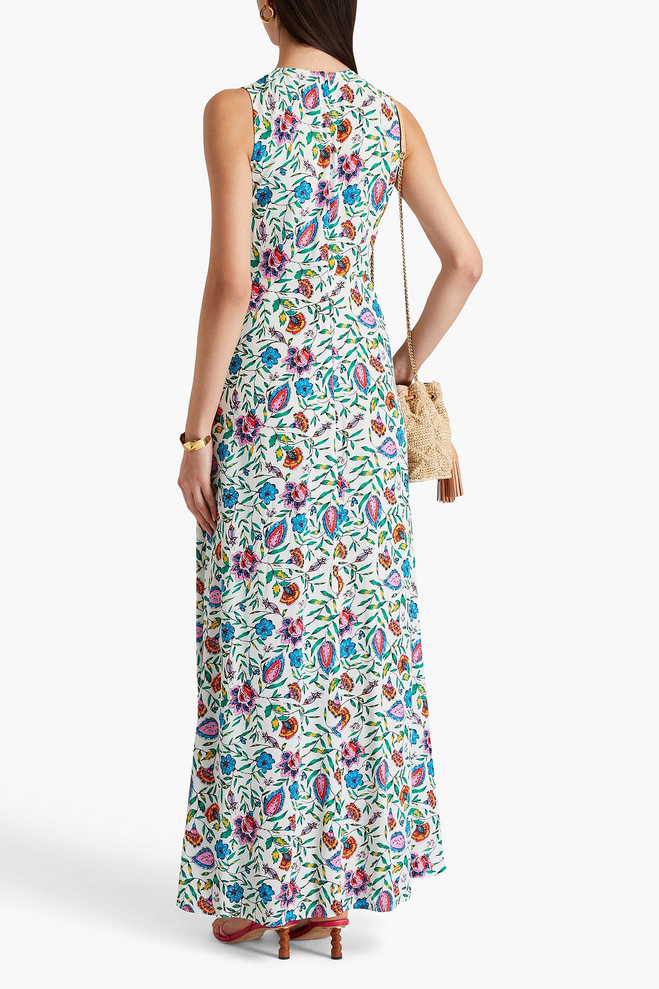 Diane Von Furstenberg Ace Floral-print Ruched Crepe Maxi Dress In Multicolor