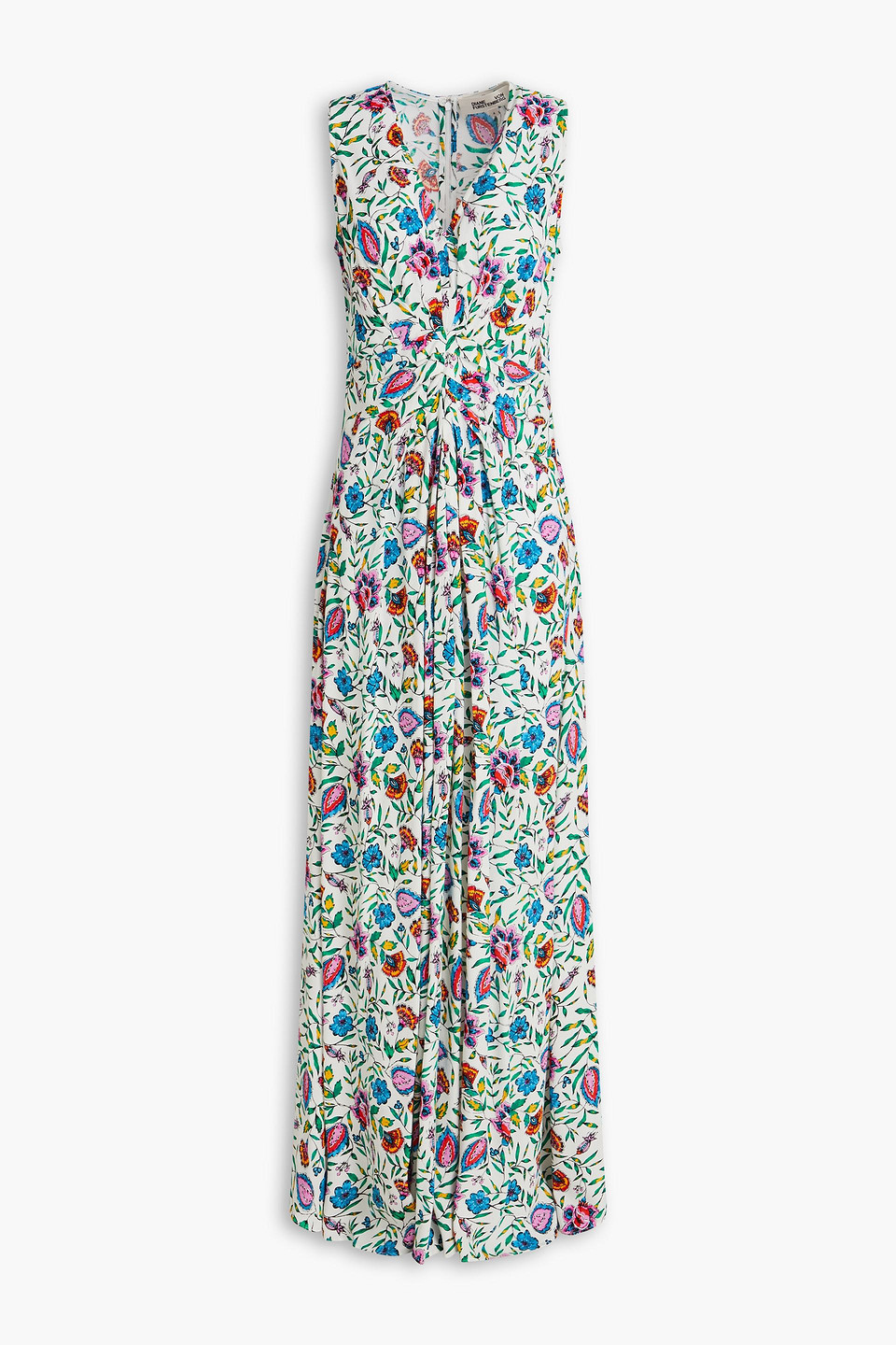 Diane Von Furstenberg Ace Floral-print Ruched Crepe Maxi Dress In Multicolor
