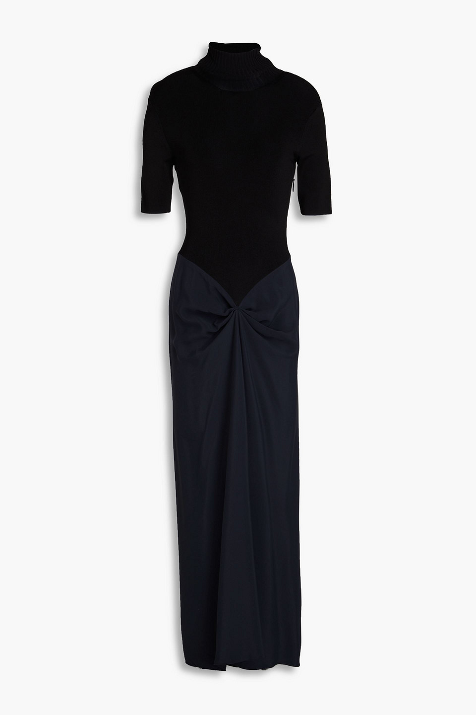 Victoria Beckham Stretch-knit Paneled Wool-crepe Maxi Dress In Schwarz