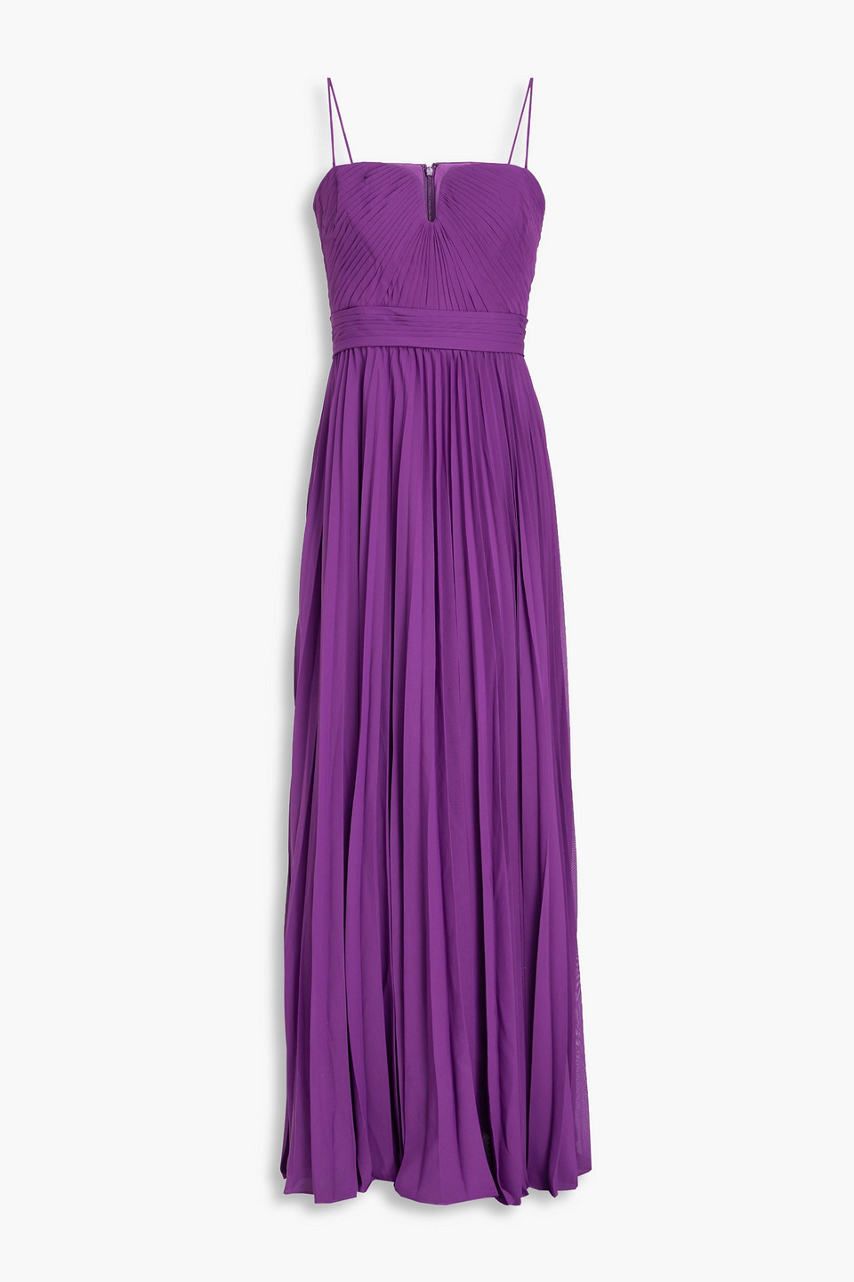 Zac Posen Pleated Chiffon Gown In Violet