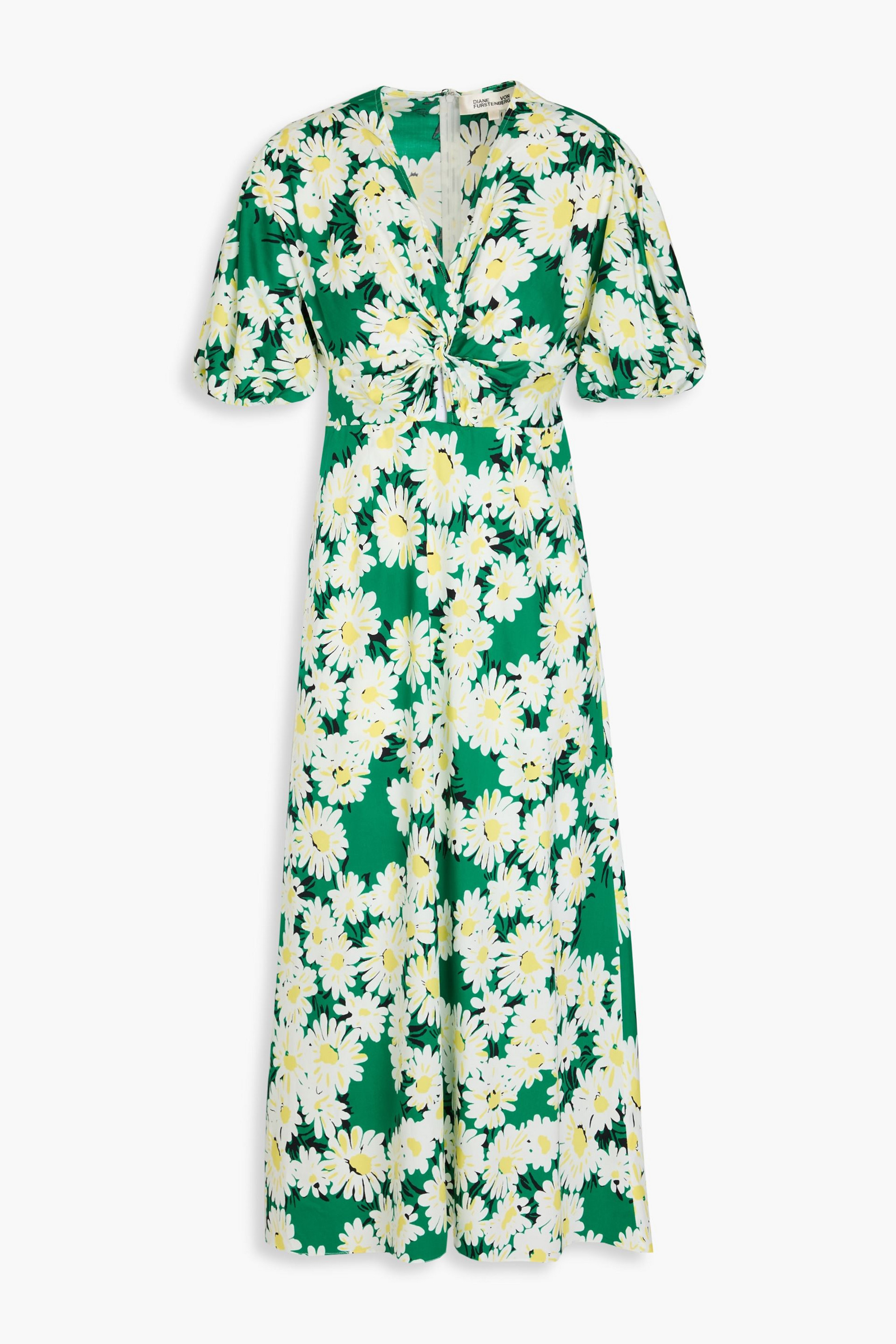 Diane von Furstenberg Majorie twisted floral-print cotton-blend poplin midi dress thumbnail