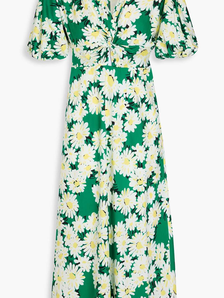 majorie twisted floral-print cotton-blend poplin midi dress