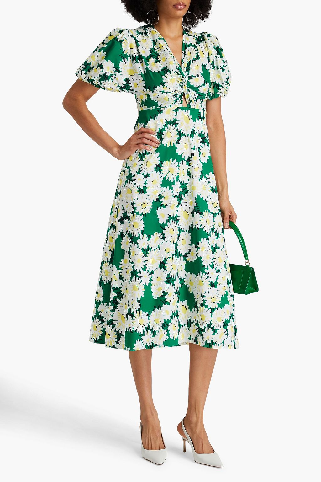 DIANE VON FURSTENBERG Majorie twisted floral-print cotton-blend poplin midi dress