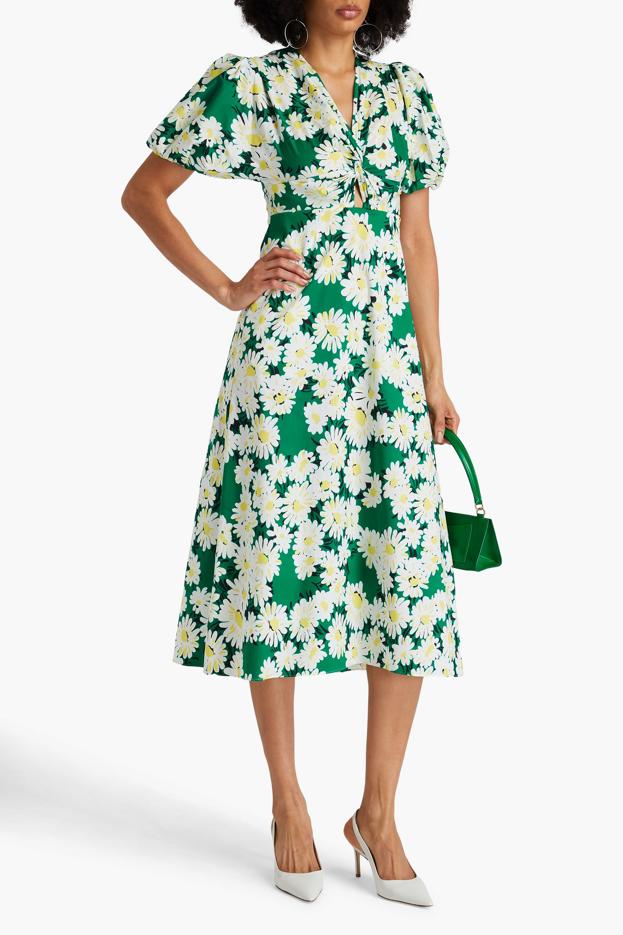Diane von Furstenberg Majorie twisted floral-print cotton-blend poplin midi dress