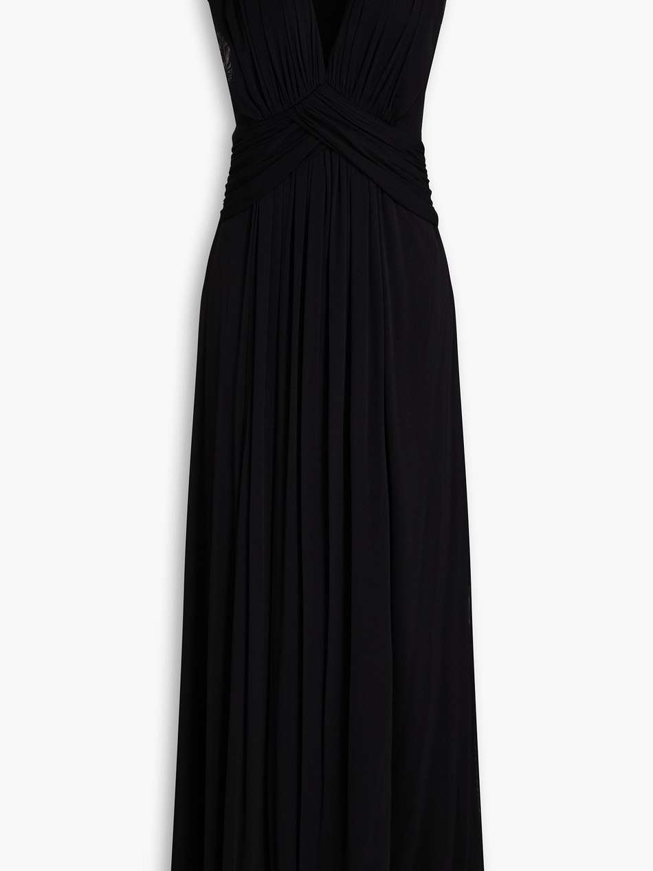 marika ruched stretch-mesh maxi dress