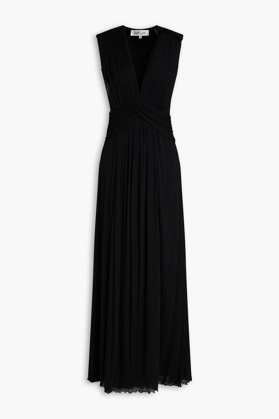 Diane Von Furstenberg Marika Ruched Stretch-mesh Maxi Dress In Black