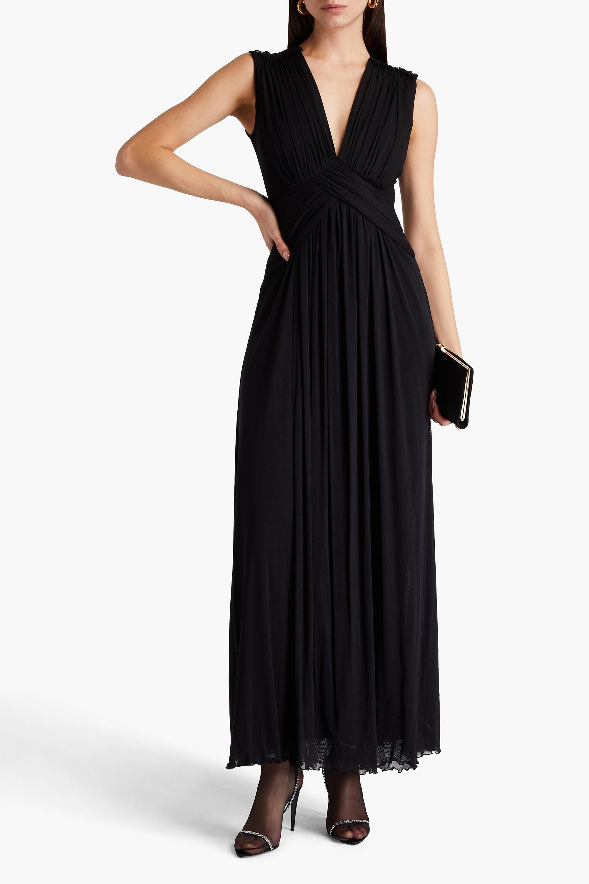 Diane von Furstenberg Marika ruched stretch-mesh maxi dress