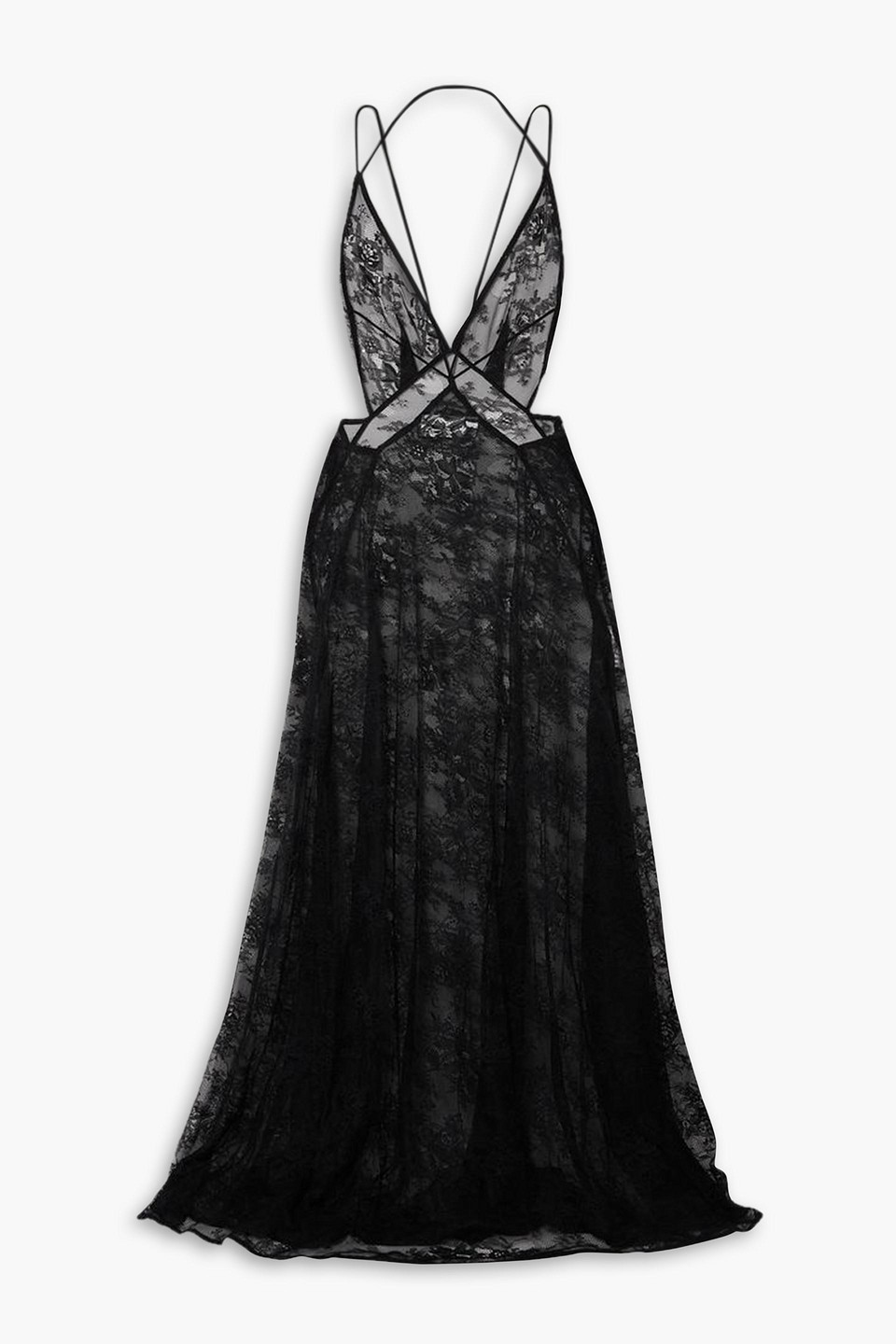 Michael Lo Sordo Tash Open-back Lace Maxi Dress In Black