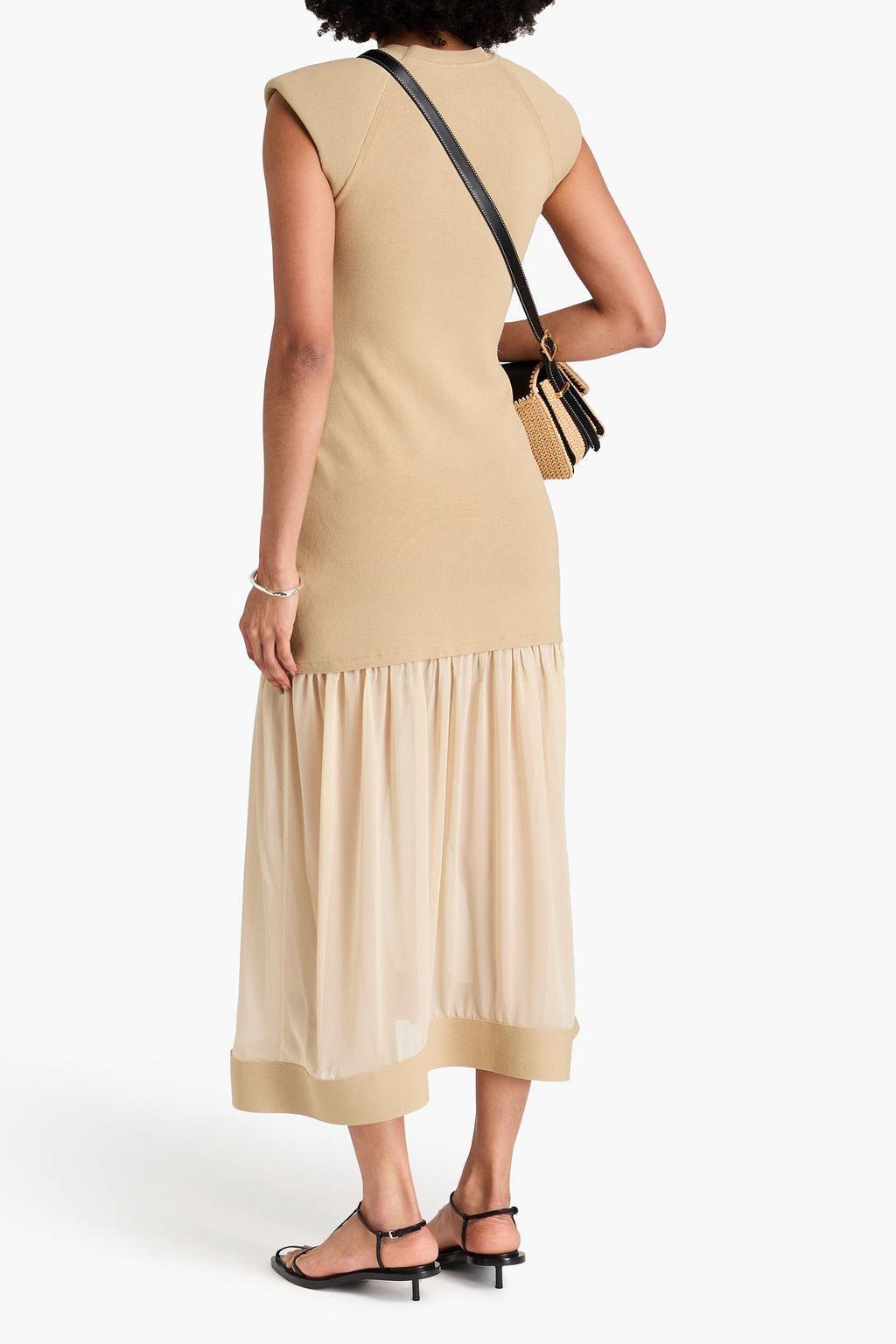 3.1 PHILLIP LIM Pleated chiffon and stretch-knit midi dress
