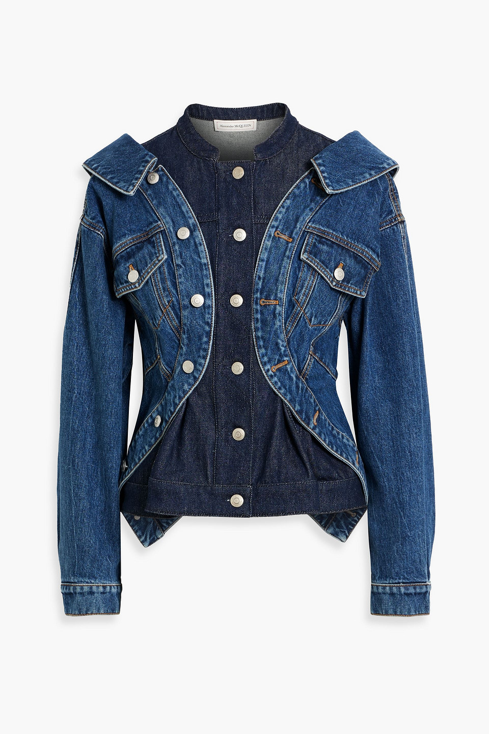 Alexander Mcqueen Layered Denim Jacket In Mid Denim