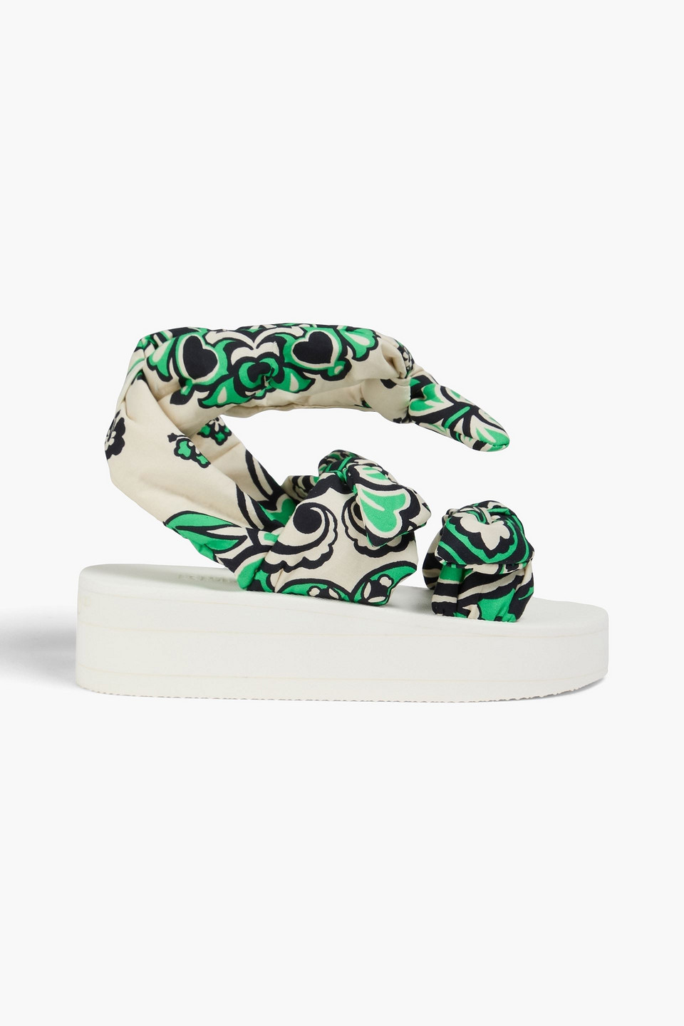 Redv Printed Padded Cotton Platform Sandals In Green