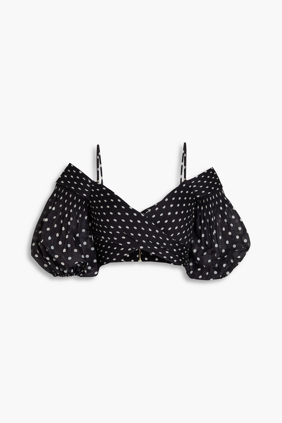 Zimmermann Cropped Oberteil Aus Organza Mit Polka-dots Und Cut-outs In Schwarz
