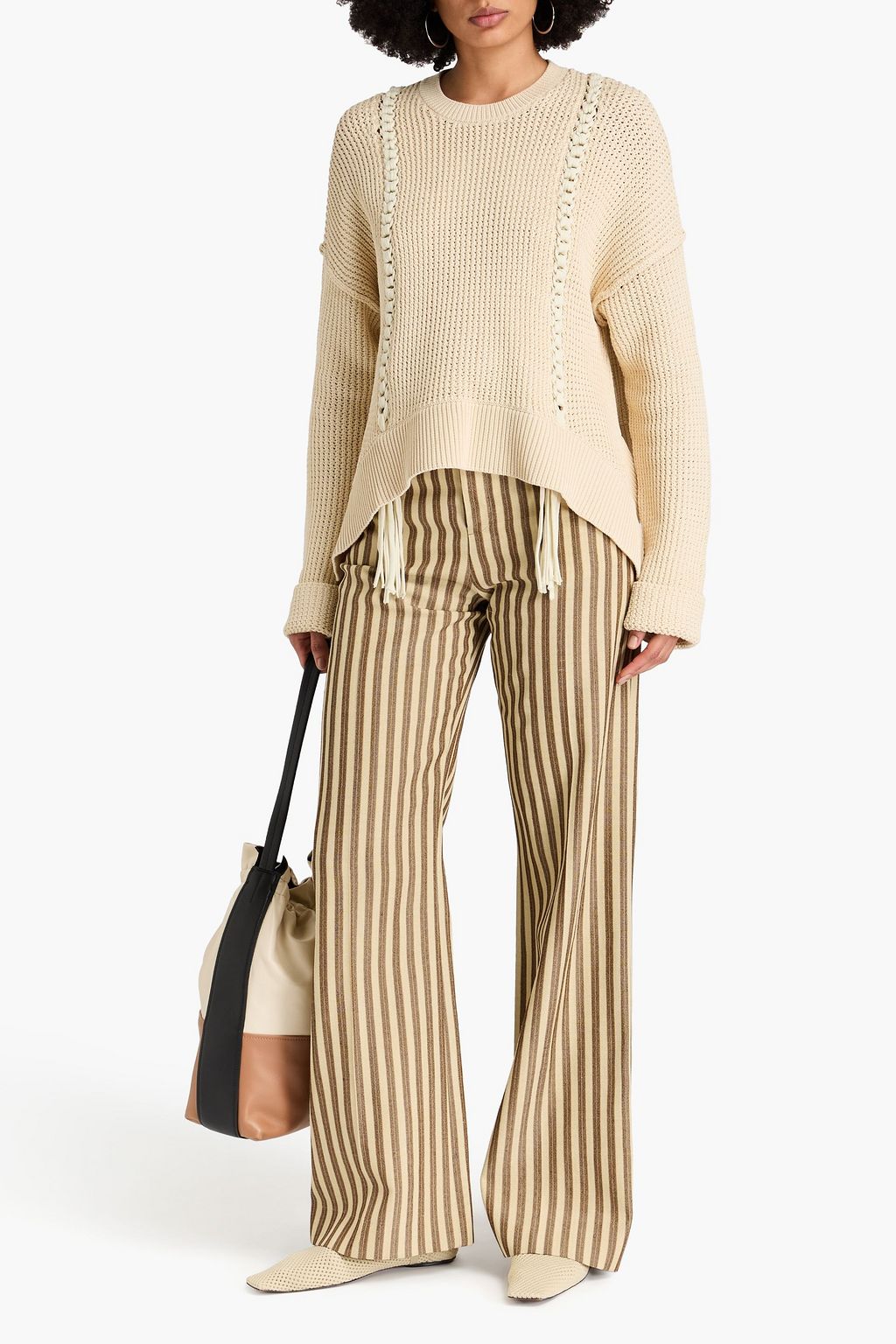 3.1 PHILLIP LIM كنزة رياضية من مزيج من القطن بتصميم مضلّع