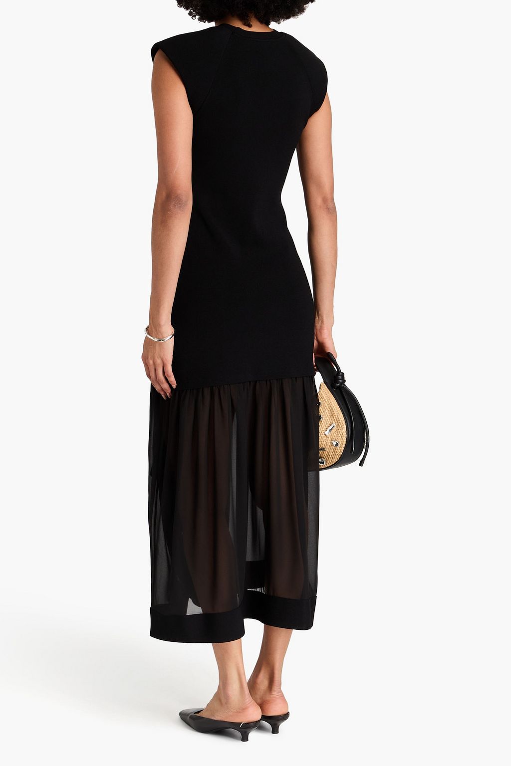 3.1 PHILLIP LIM Pleated chiffon and stretch-knit midi dress