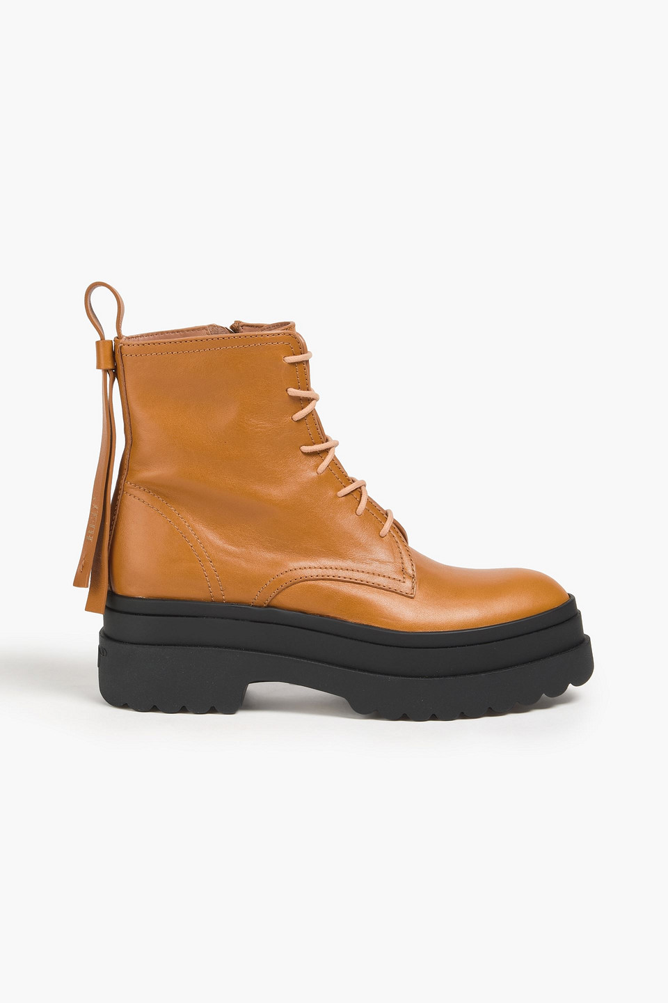 Redv Leather Combat Boots In Orange