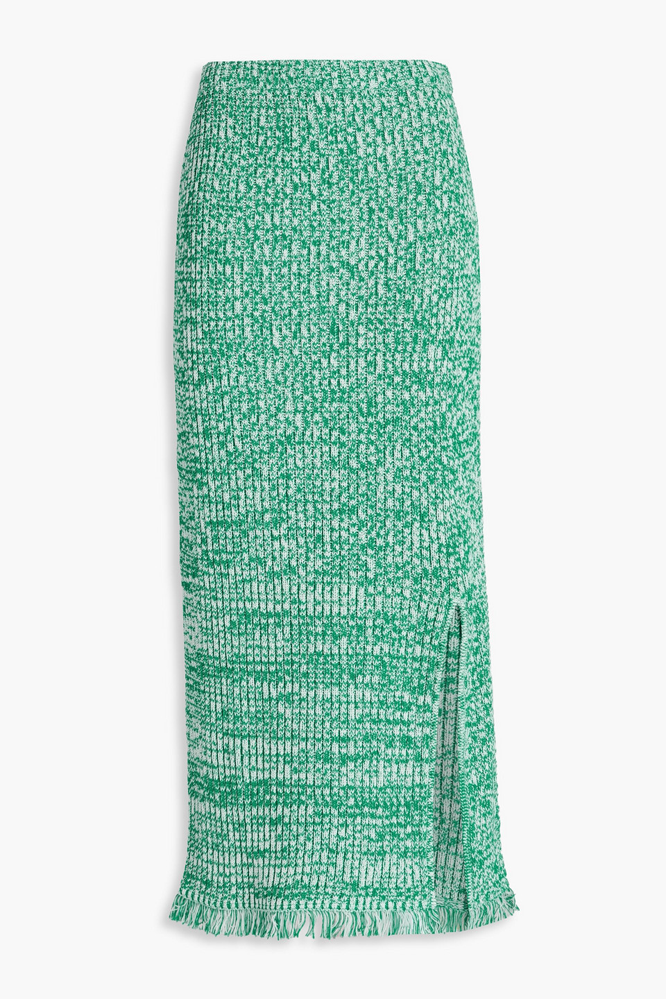 Diane Von Furstenberg Emmie Ribbed Cotton Midi Skirt In Green