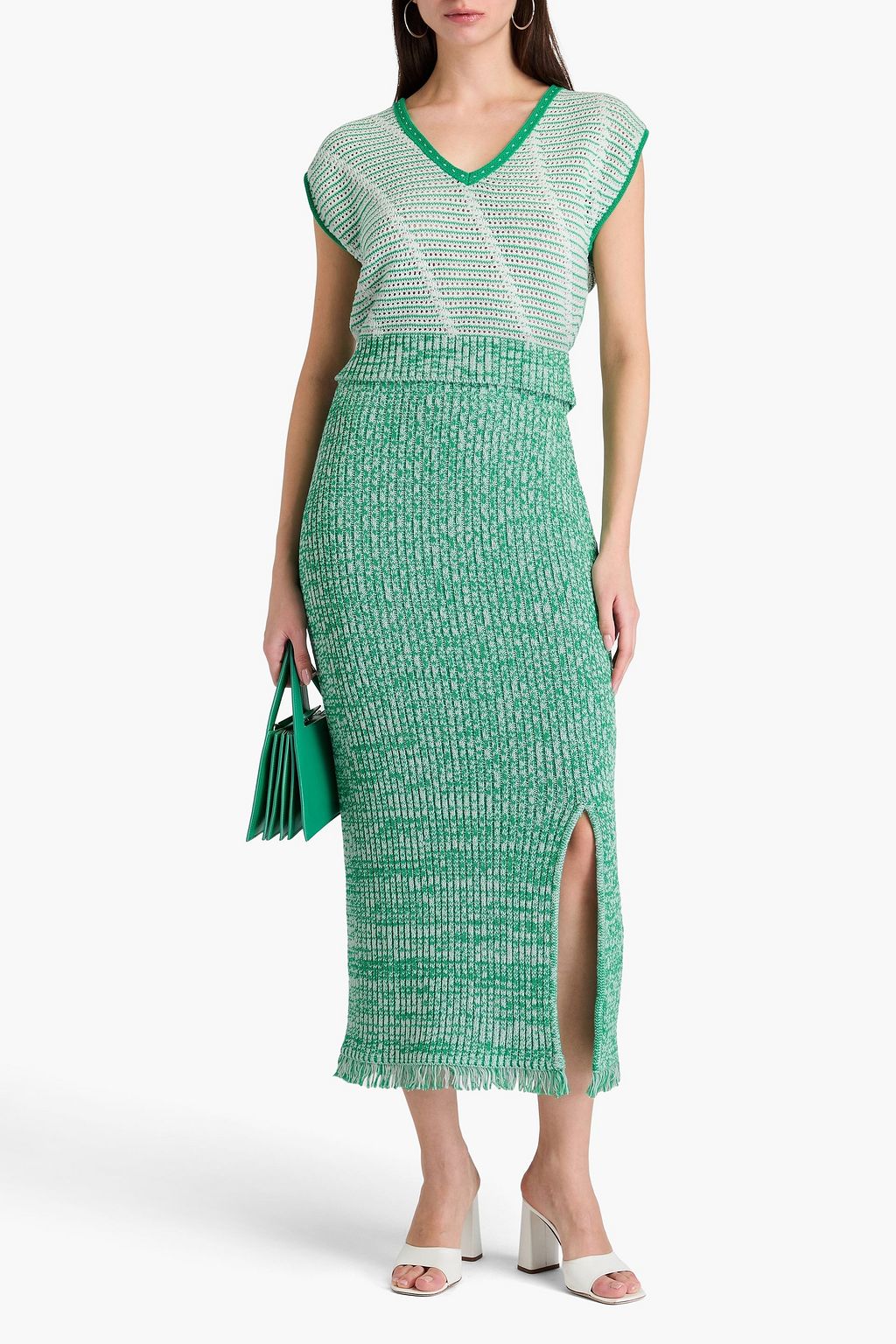 DIANE VON FURSTENBERG Emmie ribbed cotton midi skirt