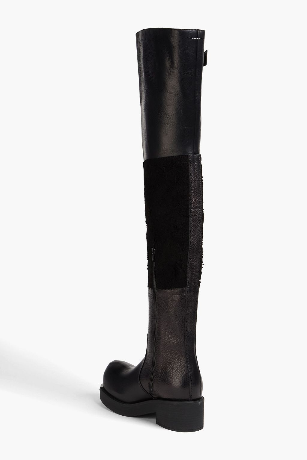 MM6 MAISON MARGIELA بوت بطول أعلى الركبة من الجلد المُحبّب والجلد السويدي