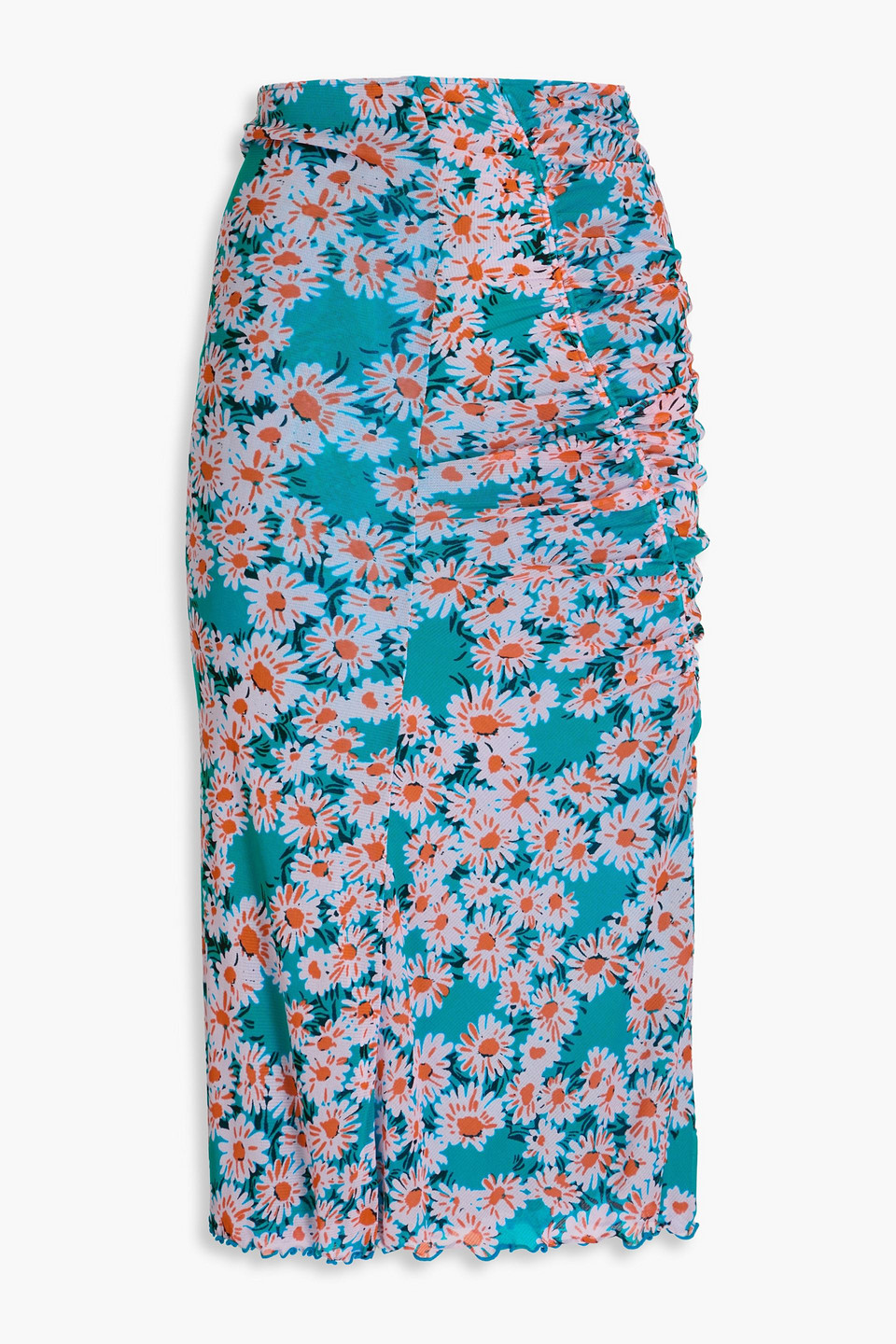 Diane Von Furstenberg Willow Reversible Floral-print Midi Skirt In Teal
