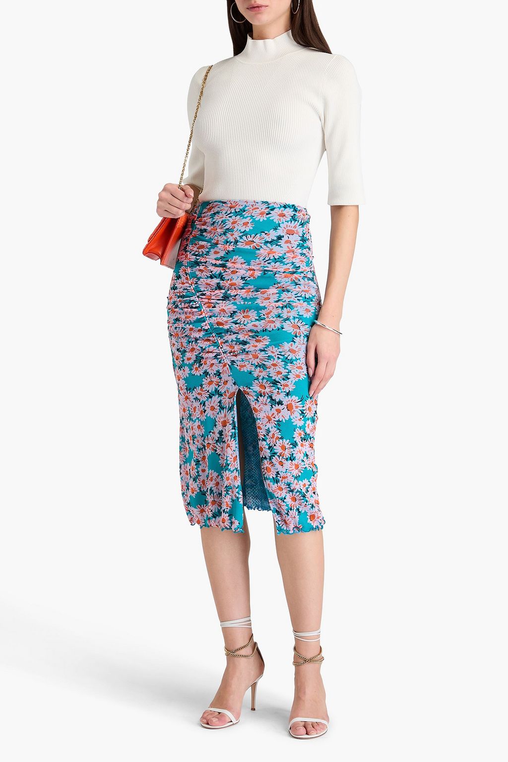DIANE VON FURSTENBERG Willow reversible floral-print stretch-mesh midi skirt