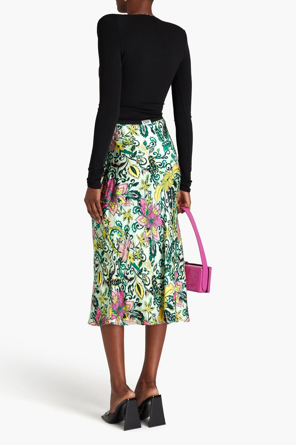 DIANE VON FURSTENBERG Dina wendbarer Midirock aus Satin mit floralem Print