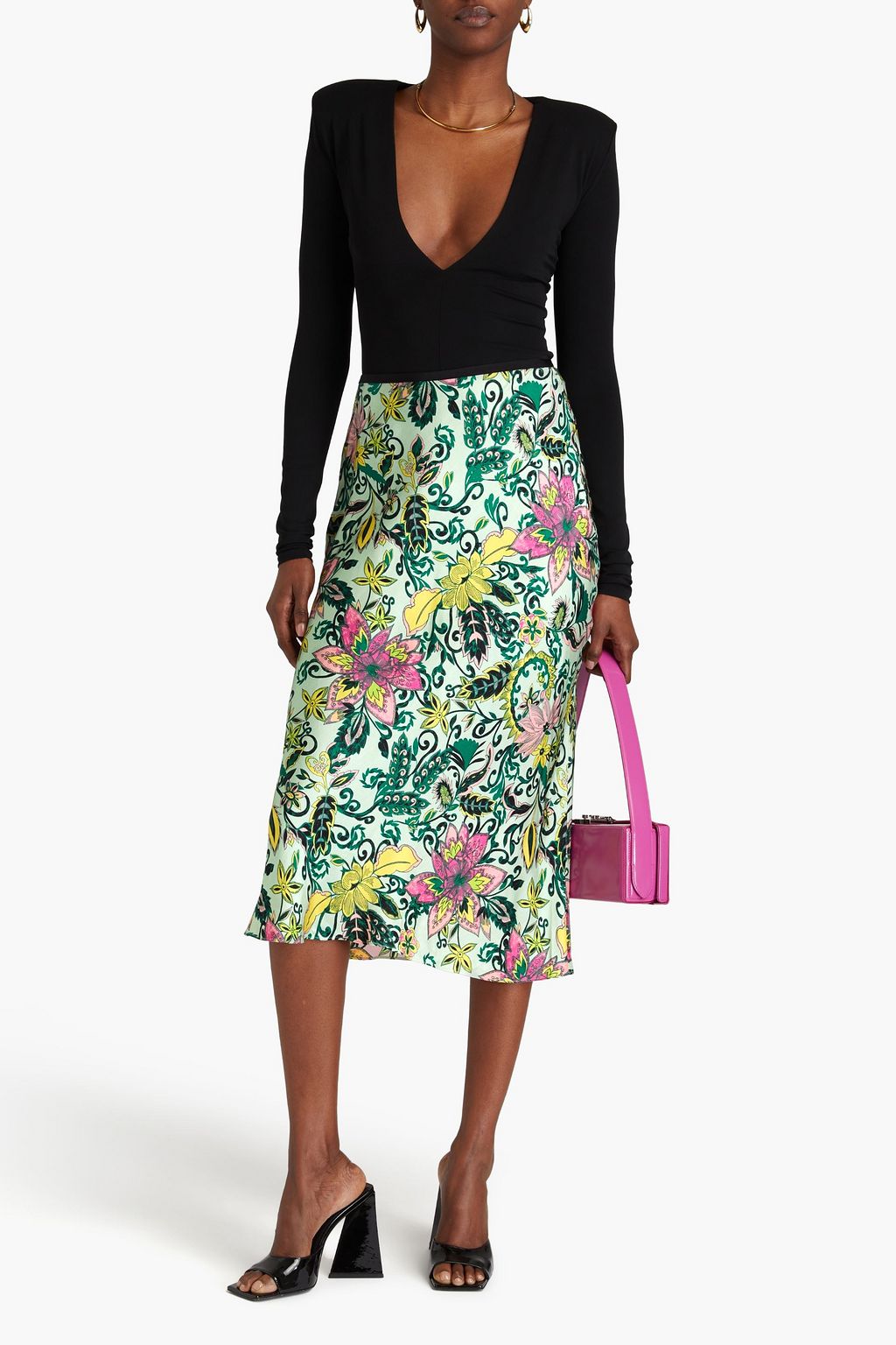 DIANE VON FURSTENBERG Dina wendbarer Midirock aus Satin mit floralem Print