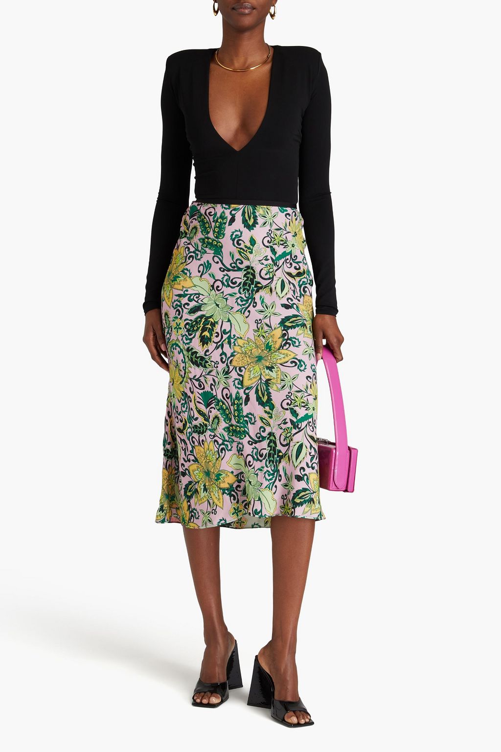 DIANE VON FURSTENBERG Dina wendbarer Midirock aus Satin mit floralem Print